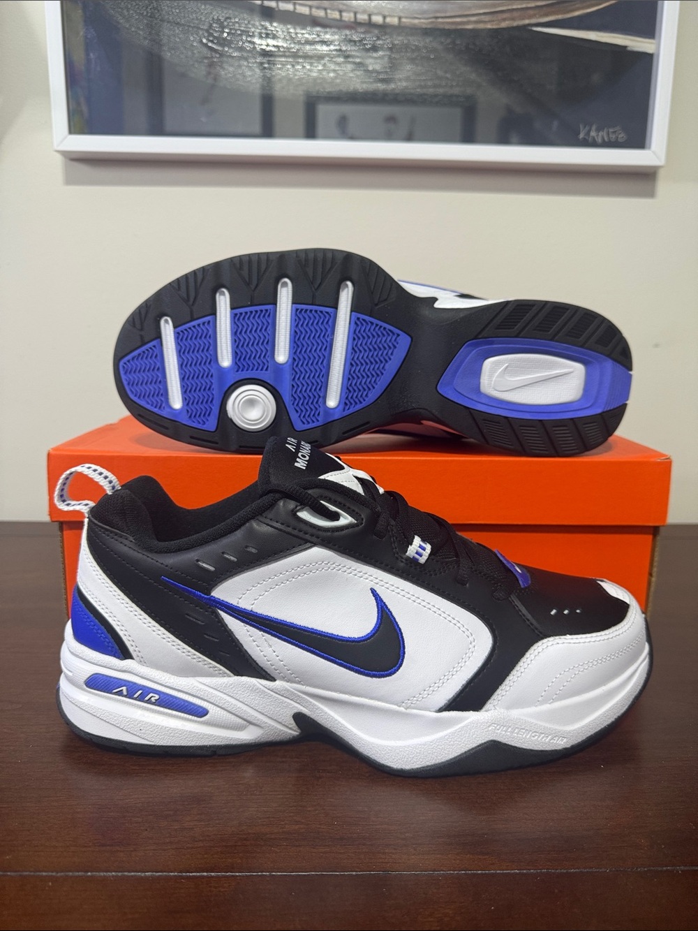 Nike Air Monarch IV 416355-002 Black/Black-White Men’s Wide 4E Sneakers (NEW)